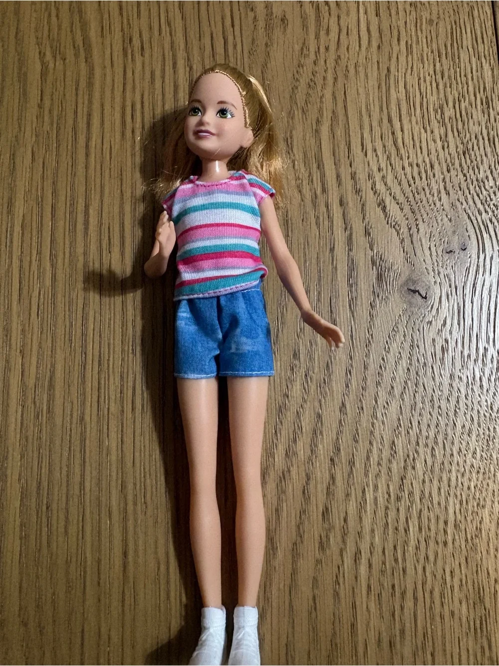 Barbie Dolls with Gold Glitter Skirt and Pink-Blue Striped Top